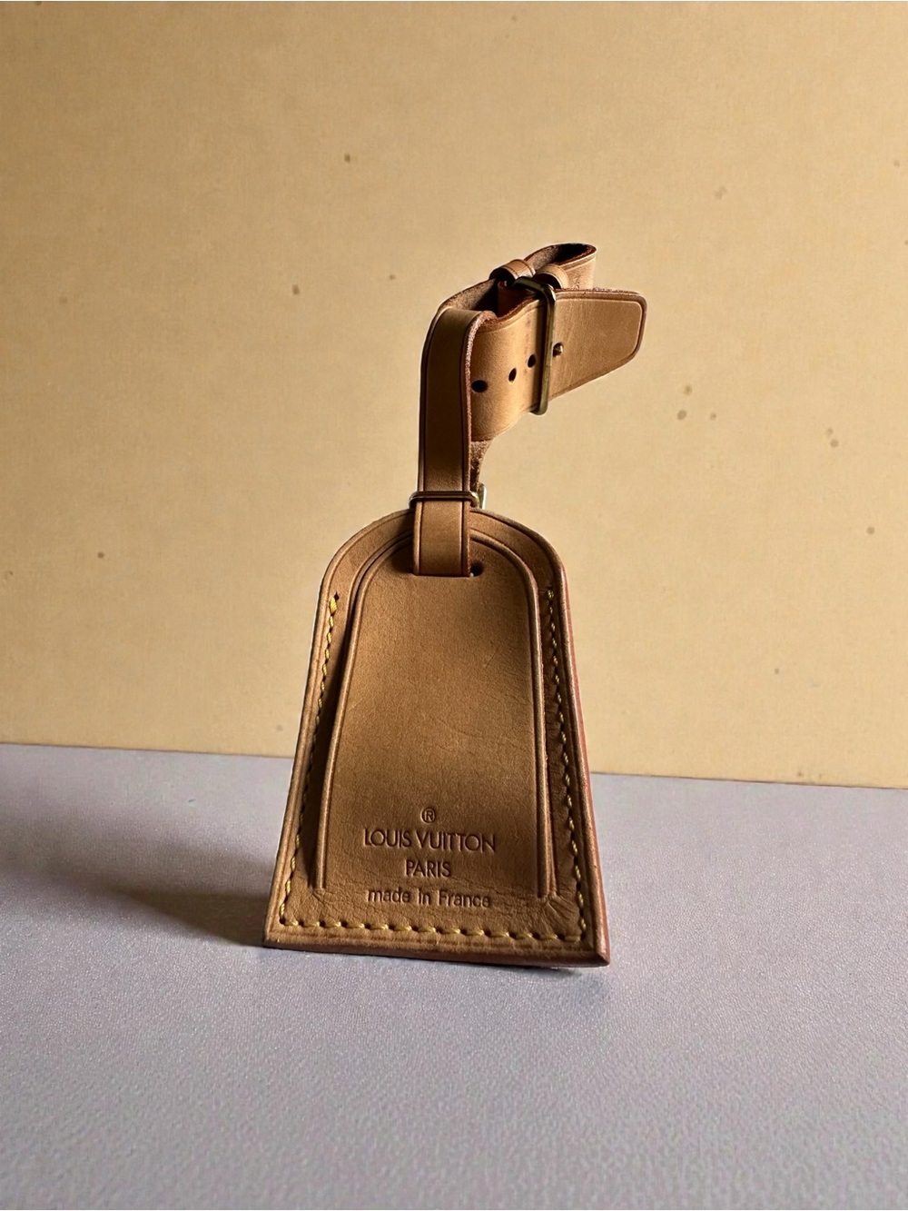 Vintage Louis Vuitton Vachetta Luggage Tag Honey Patina Made in France